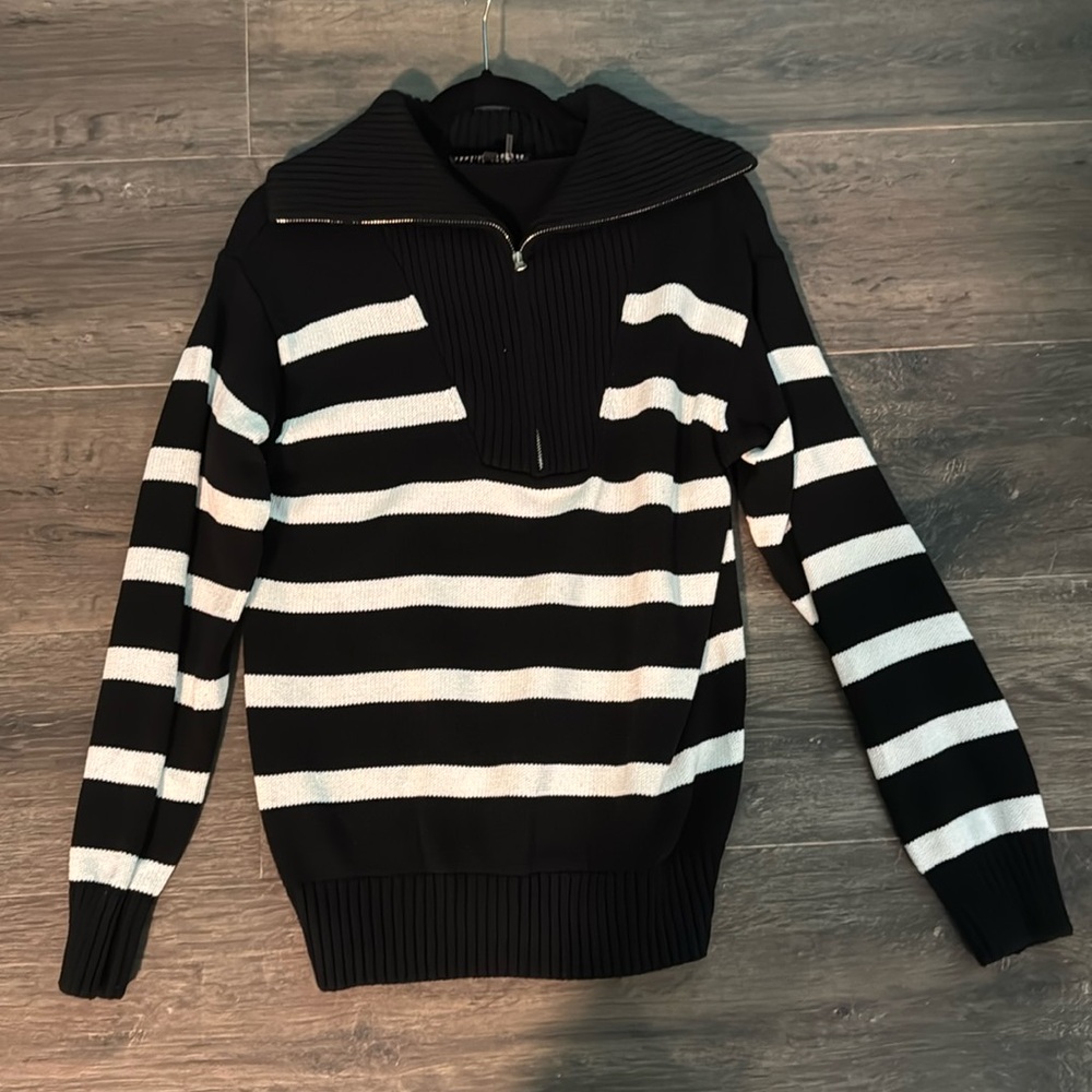 English Factory striped half-zip sweater